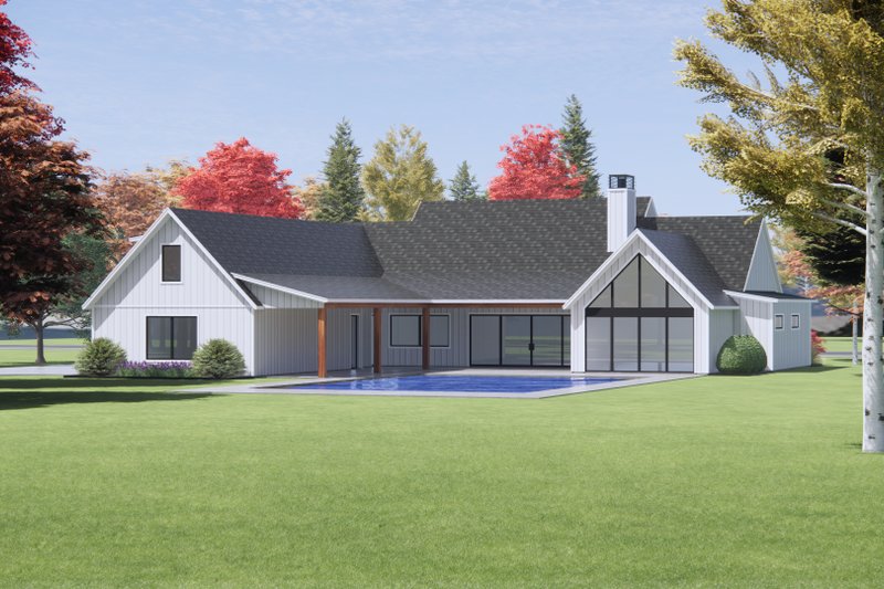 House Design - Exterior - Rear Elevation for Farmhouse House Plan #1096-34 - 4 bed, 4.5 bath