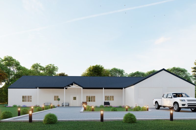 House Blueprint - Barndominium Exterior - Front Elevation Plan #1107-43