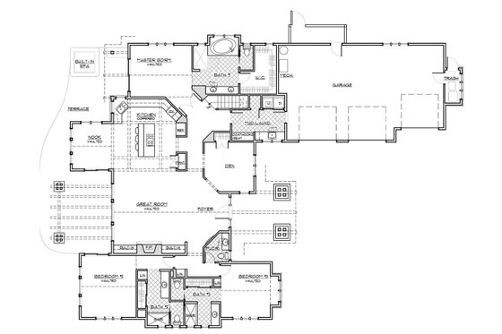 Craftsman style house plan, main level floor plan