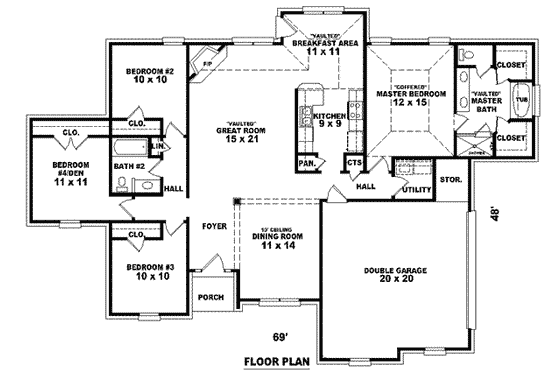Floor Plan - Main Floor for European House Plan #81-944 - 3 bed, 2 bath