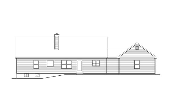 Exterior - Rear Elevation for Ranch House Plan #22-650 - 4 bed, 3.5 bath