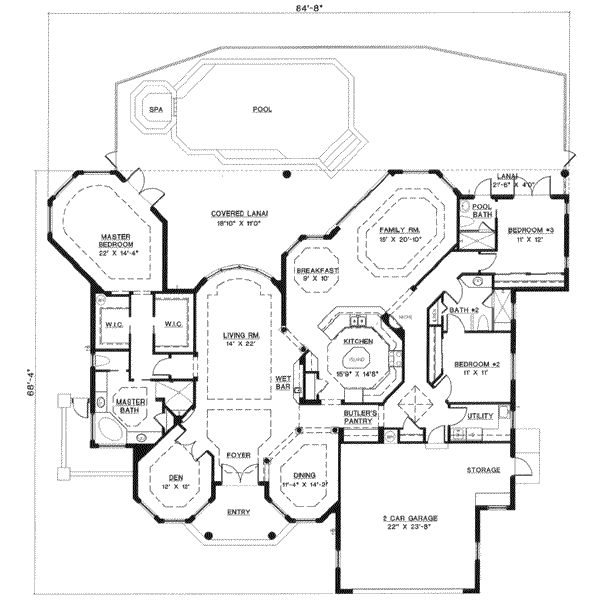 Mediterranean Floor Plan - Main Floor Plan #27-106