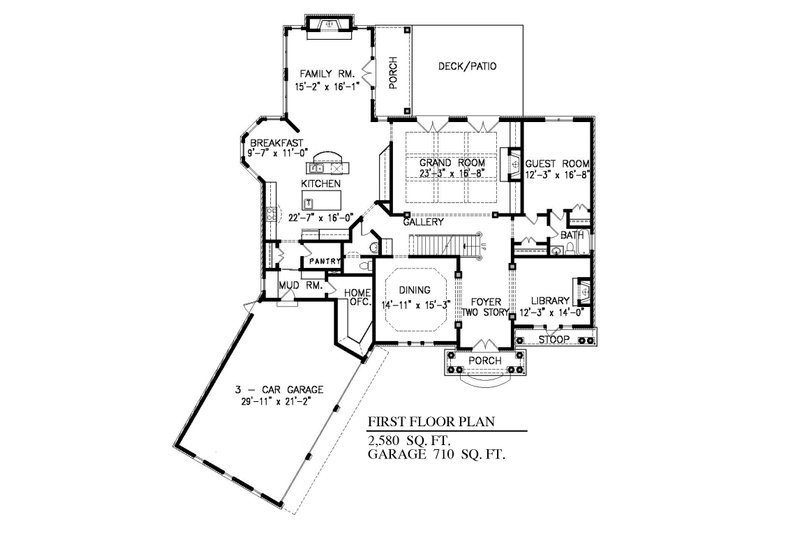 Dream House Plan - Floor Plan - Main Floor for Traditional House Plan #54-567 - 5 bed, 4.5 bath