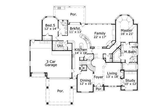 Floor Plan - Main Floor for European House Plan #411-734 - 5 bed, 5.5 bath