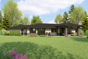 Exterior - Rear Elevation for Prairie House Plan #48-1105 - 4 bed, 2.5 bath