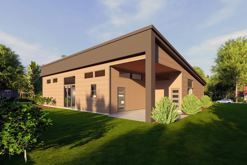 House Design - Exterior - Rear Elevation for Modern House Plan #1111-21 - 3 bed, 2 bath