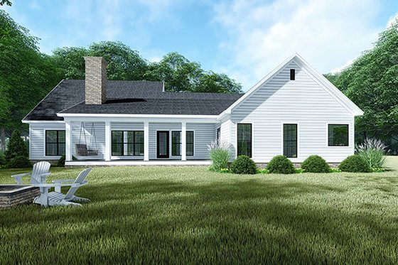 Exterior - Rear Elevation for Country House Plan #923-128 - 3 bed, 2 bath