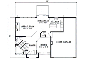 Floor Plan - Main Floor for Traditional House Plan #67-500 - 4 bed, 2.5 bath