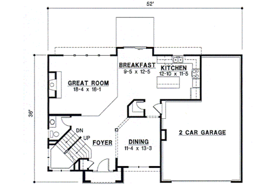 Floor Plan - Main Floor for Traditional House Plan #67-500 - 4 bed, 2.5 bath