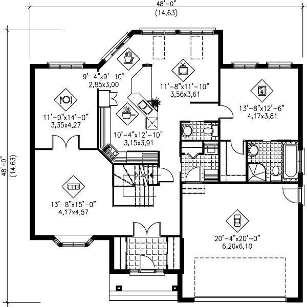 Contemporary Floor Plan - Main Floor Plan #25-2099