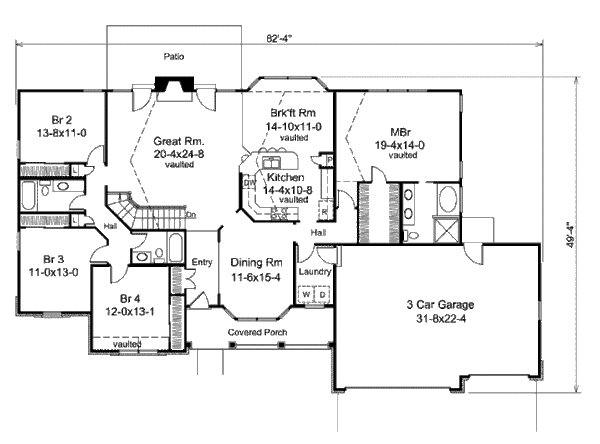 Traditional Floor Plan - Main Floor Plan #57-379
