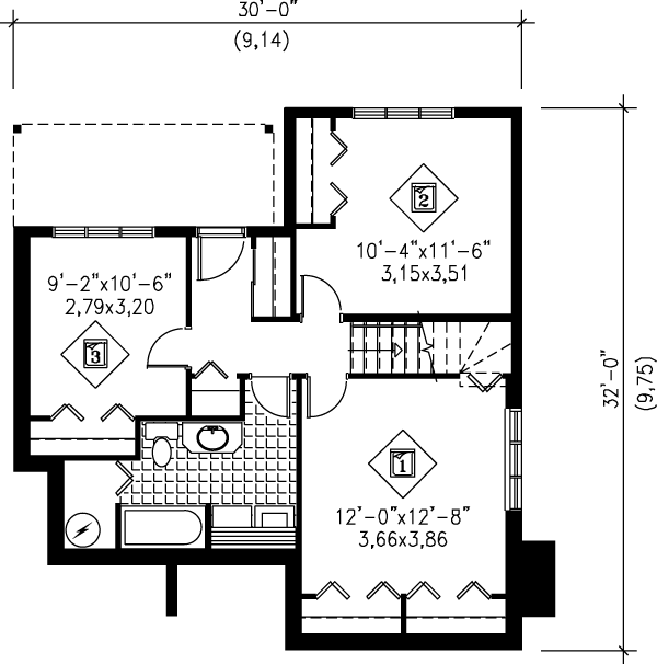 Modern Floor Plan - Lower Floor Plan #25-1116