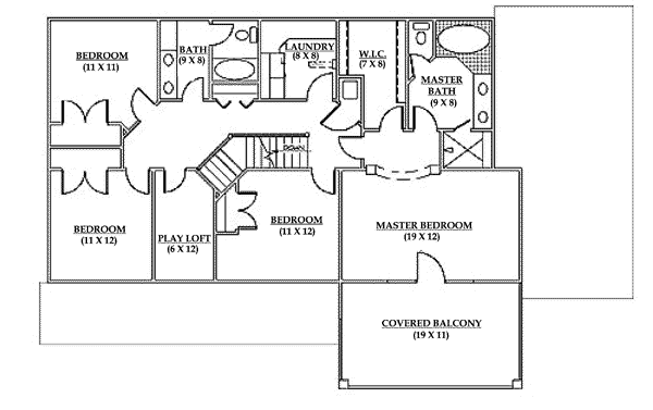 Country Floor Plan - Upper Floor Plan #5-185