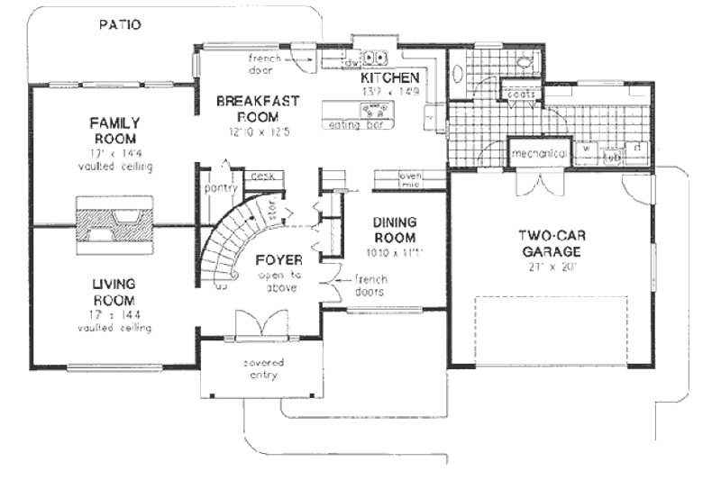 Home Plan - Floor Plan - Main Floor for Traditional House Plan #18-8971 - 3 bed, 2.5 bath