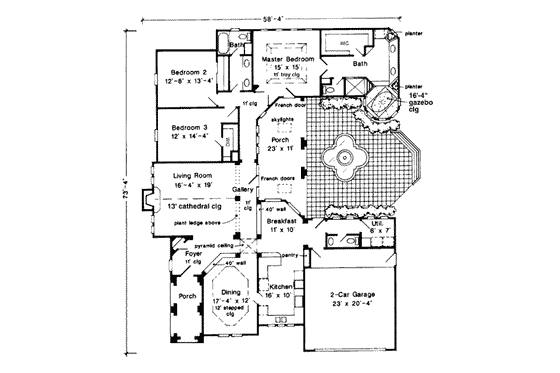Floor Plan - Main Floor for Mediterranean House Plan #410-209 - 3 bed, 2.5 bath