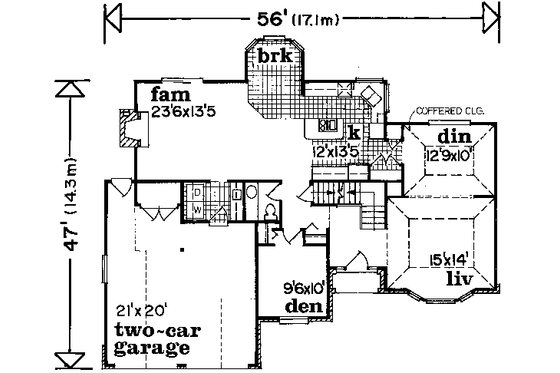 Floor Plan - Main Floor for Traditional House Plan #47-613 - 3 bed, 2.5 bath
