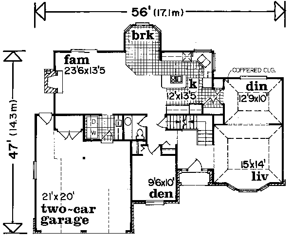 Floor Plan - Main Floor for Traditional House Plan #47-613 - 3 bed, 2.5 bath