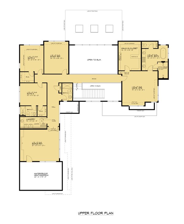 Contemporary Floor Plan - Upper Floor Plan #1066-289