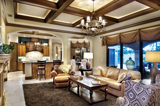 Interior - Family Room 1 for Mediterranean House Plan #930-21 - 4 bed, 5 bath