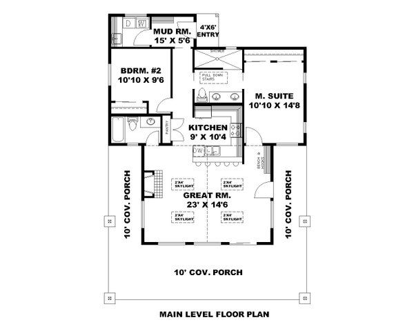 House Blueprint - Bungalow Floor Plan - Main Floor Plan #117-1067