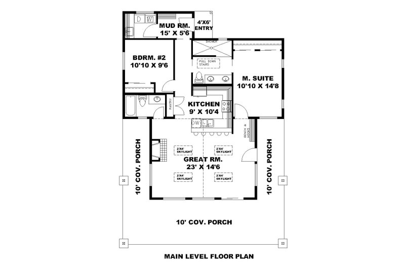 Dream House Plan - Floor Plan - Main Floor for Bungalow House Plan #117-1067 - 2 bed, 2 bath