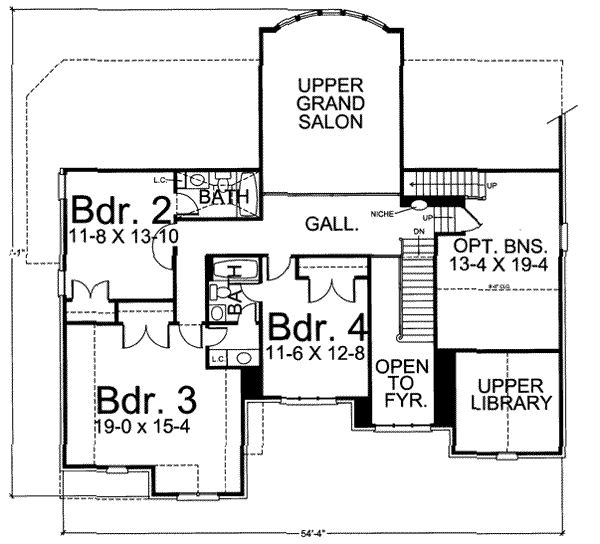 House Blueprint - Colonial Floor Plan - Upper Floor Plan #119-156