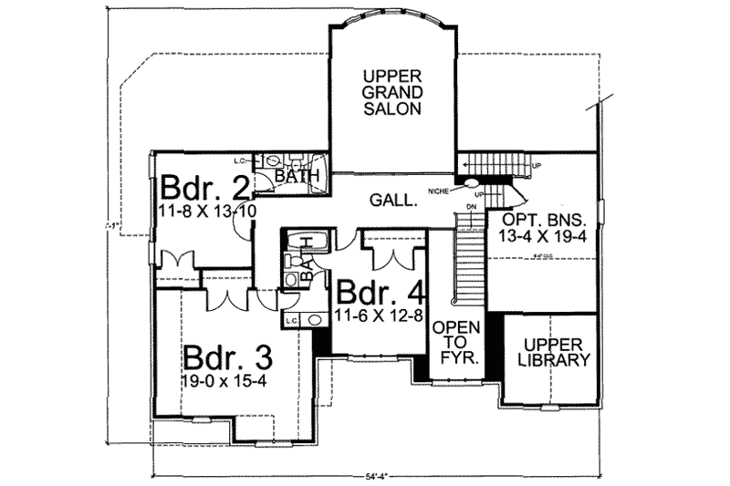 Home Plan - Floor Plan - Upper Floor for Colonial House Plan #119-156 - 4 bed, 3.5 bath