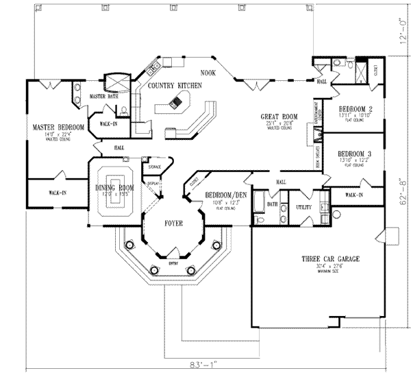 Adobe / Southwestern Floor Plan - Main Floor Plan #1-745