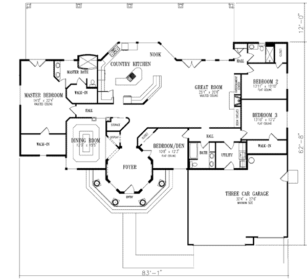 Adobe / Southwestern Style House Plan - 4 Beds 3 Baths 3005 Sq/Ft Plan ...
