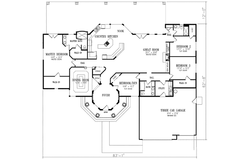 Dream House Plan - Floor Plan - Main Floor for Adobe / Southwestern House Plan #1-745 - 4 bed, 3 bath