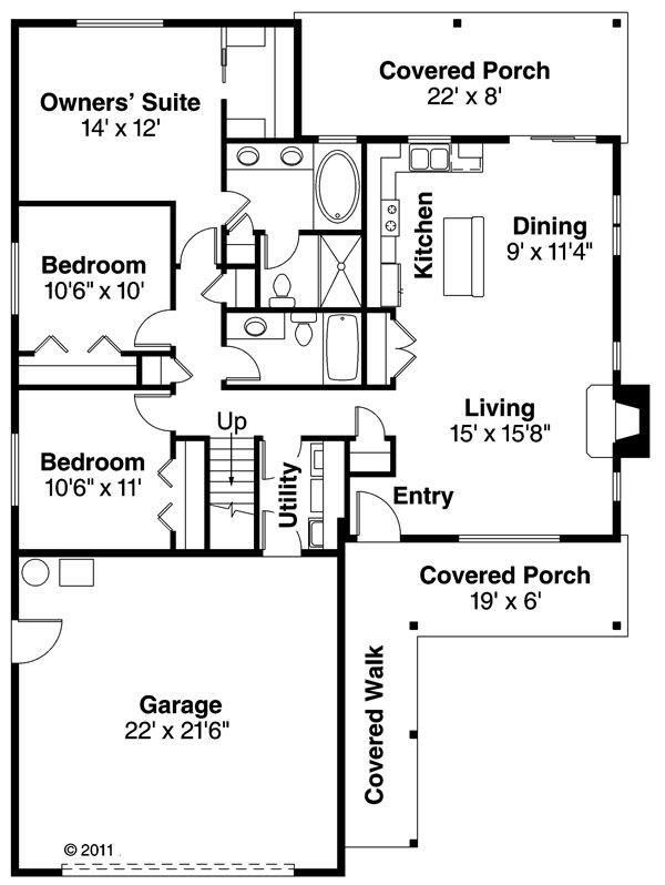 House Design - Ranch Floor Plan - Main Floor Plan #124-879