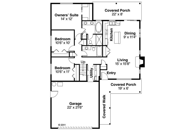 Ranch Style House Plan - 3 Beds 2 Baths 1369 Sq/Ft Plan #124-879 ...