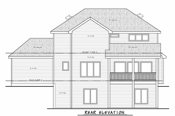 Exterior - Rear Elevation for Craftsman House Plan #20-2473 - 5 bed, 3.5 bath