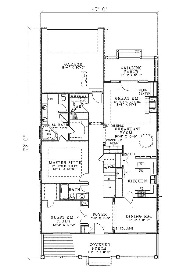 Traditional Style House Plan - 3 Beds 3 Baths 2332 Sq/Ft Plan #17-269 ...