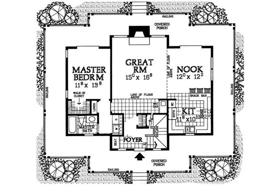 Floor Plan - Main Floor for Country House Plan #72-484 - 3 bed, 2 bath