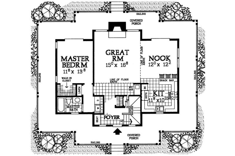 Dream House Plan - Floor Plan - Main Floor for Country House Plan #72-484 - 3 bed, 2 bath