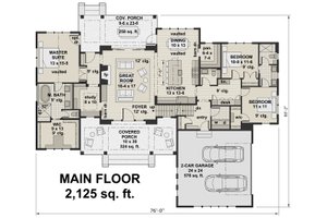 Farmhouse Style House Plan - 3 Beds 2.5 Baths 2125 Sq/Ft Plan #51-1134 ...