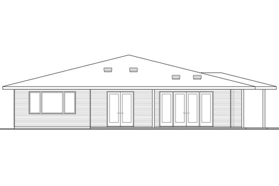 Exterior - Rear Elevation for Prairie House Plan #124-946 - 3 bed, 2 bath