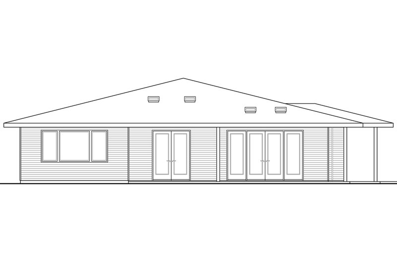 House Plan Design - Exterior - Rear Elevation for Prairie House Plan #124-946 - 3 bed, 2 bath