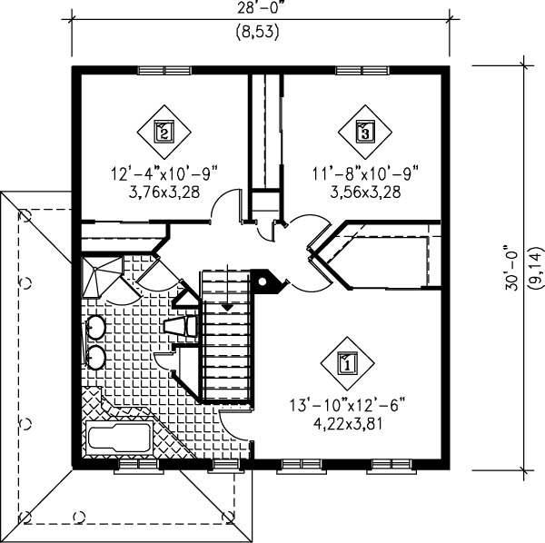 House Blueprint - Traditional Floor Plan - Upper Floor Plan #25-2213