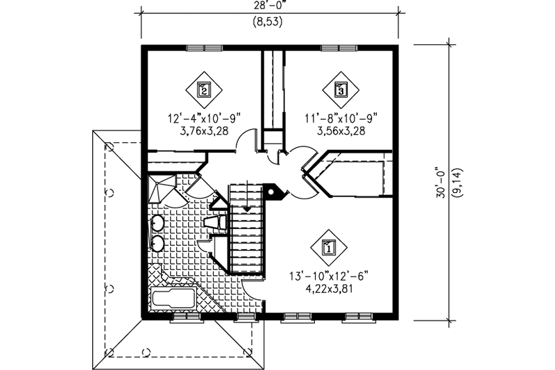 House Plan Design - Floor Plan - Upper Floor for Traditional House Plan #25-2213 - 3 bed, 1.5 bath