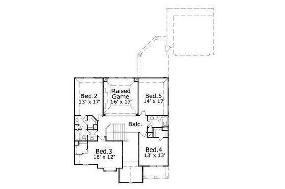 Floor Plan - Upper Floor for European House Plan #411-561 - 5 bed, 3.5 bath