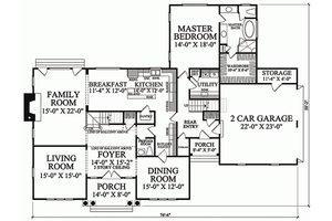 Floor Plan - Main Floor for Southern House Plan #137-224 - 4 bed, 3 bath
