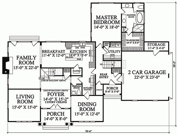 Home Plan - Southern Floor Plan - Main Floor Plan #137-224