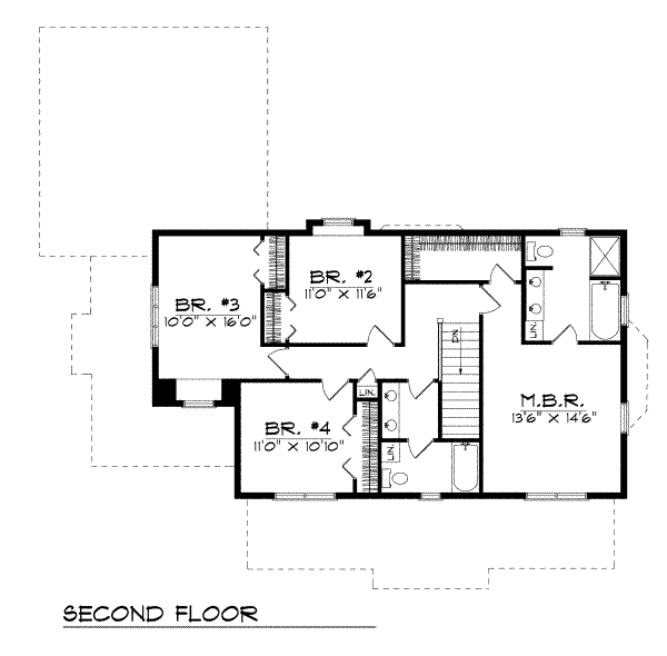 Southern Floor Plan - Upper Floor Plan #70-326