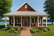 Cottage Style House Plan - 2 Beds 2 Baths 1292 Sq/Ft Plan #44-165 Exterior 