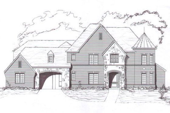 Exterior - Front Elevation for European House Plan #141-191 - 5 bed, 4.5 bath