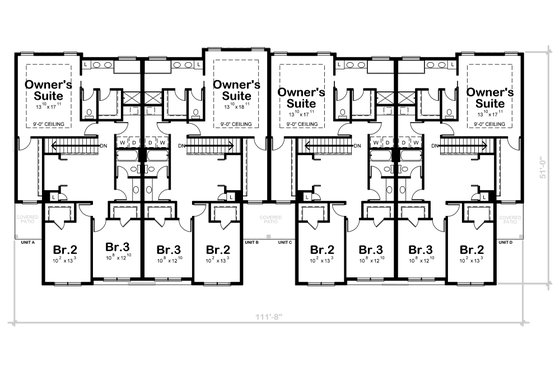 Floor Plan - Upper Floor for Traditional House Plan #20-2382 - 12 bed, 2.5 bath
