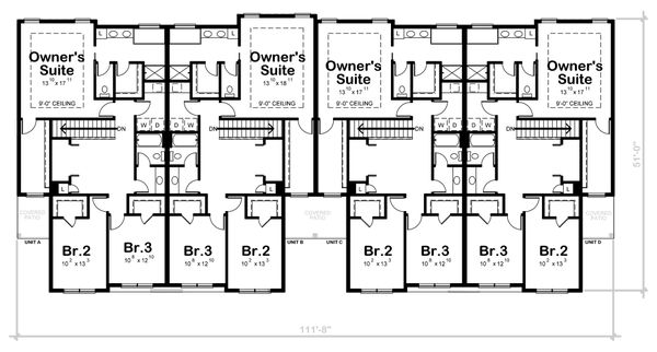 House Blueprint - Traditional Floor Plan - Upper Floor Plan #20-2382