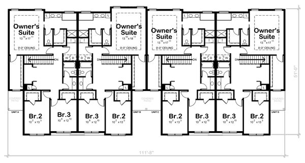 House Blueprint - Traditional Floor Plan - Upper Floor Plan #20-2382